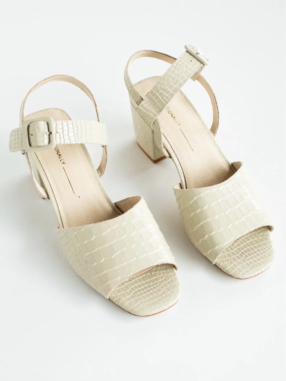 Intentionally Blank Baxter heel cream lizard leather